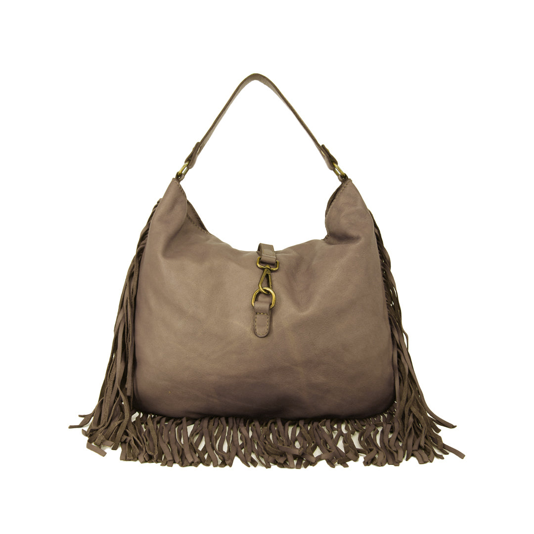 Asia borsa con frange in vera pelle