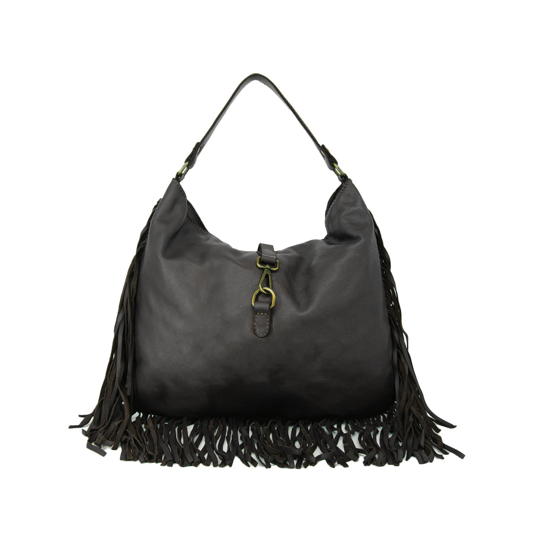Asia borsa con frange in vera pelle