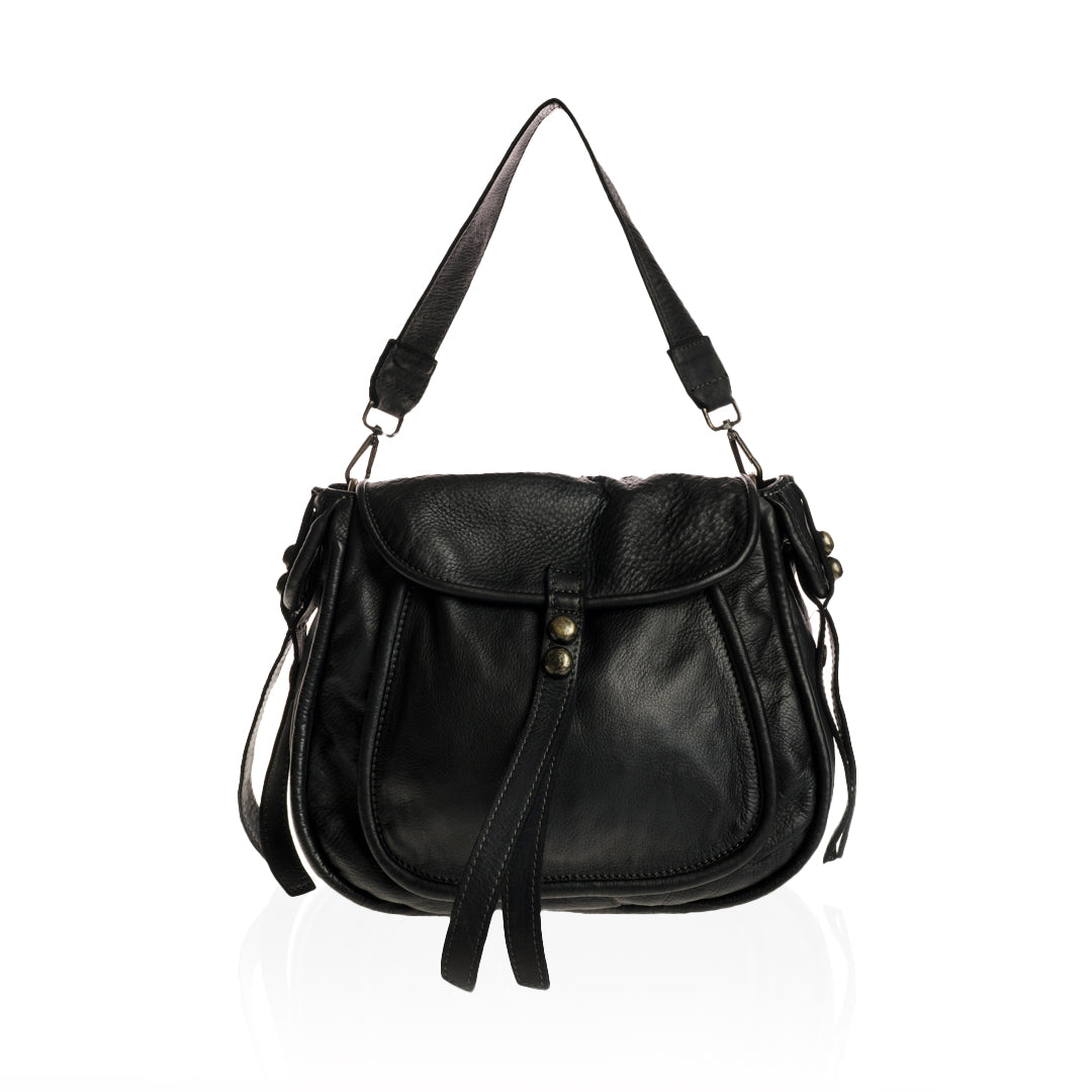 Telma, shoulder bag and shoulder bag in genuine aged leather