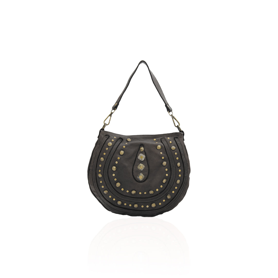 Mida genuine leather shoulder bag with studs